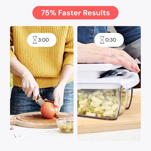 Fullstar Vegetable Chopper & Mandoline Slicer - 8-in-1 Food Chopper with Container & Julienne Slicer, White