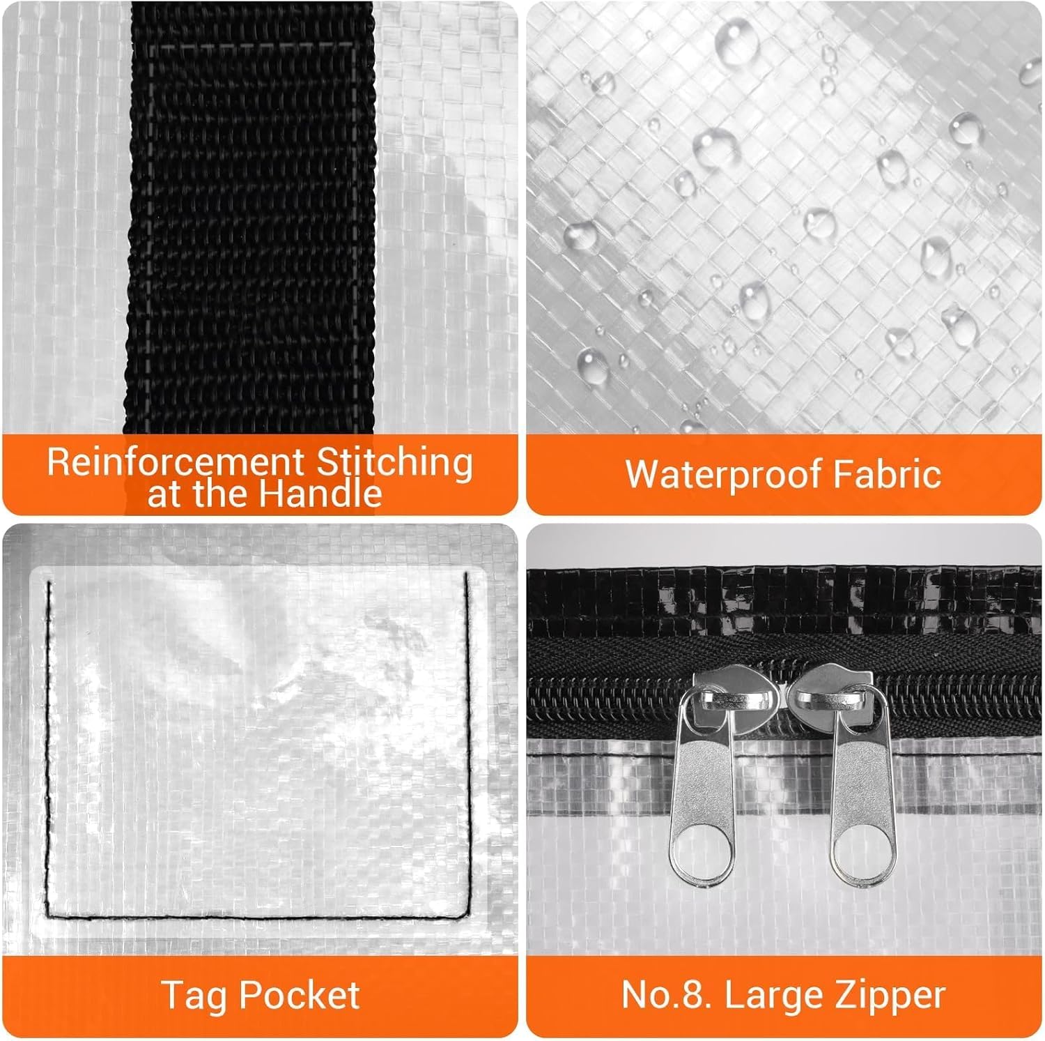 BlissTotes Moving Bags - Heavy Duty Extra Large 93L Storage Totes with Zipper & Reinforced Handles | 8-Pack