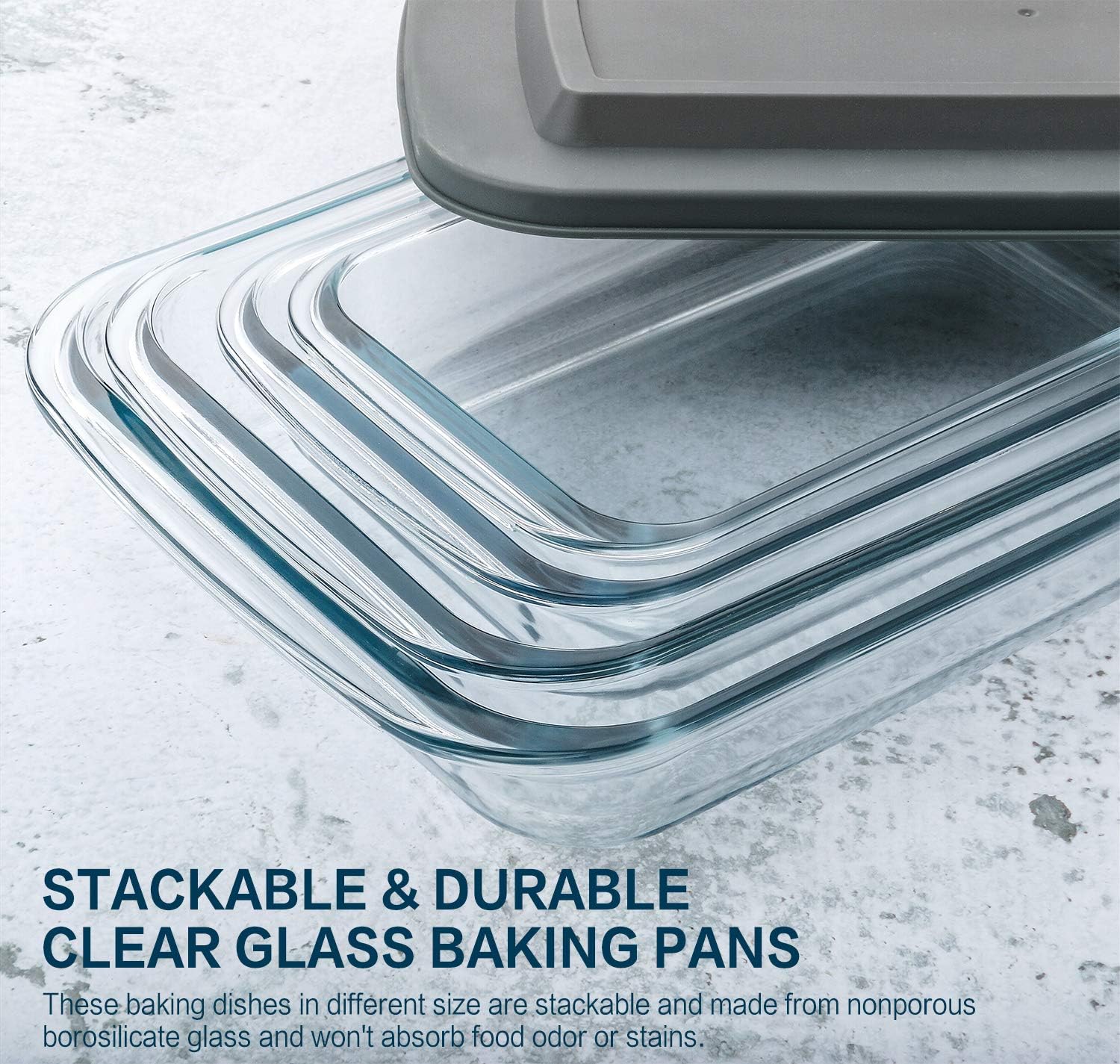 MCIRCO Glass Baking Dish Set - 8 Pcs with Lids & 9 Pcs Stainless Steel Baking Sheet Tray Set | Perfect for Cooking & Baking