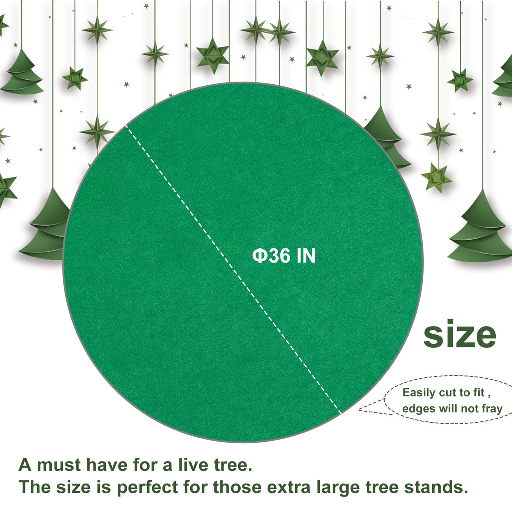 Feoang 36inch Christmas Tree Stand Mat Waterproof Floor Protector Christmas Tree Stand Pad Felt Round Xmas Tree Stand Floor Mat Under Christmas Tree for Protecting Indoor Floor（Green）