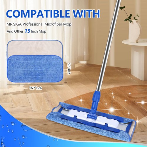 Yicotira Microfiber Cleaning Cloth Compatible with MR SIGA Professional Microfiber Mop - Professional Reusable Flat Mop Refills - Mop Pads Replacement for Hardwood Cleaning (4 Pack)
