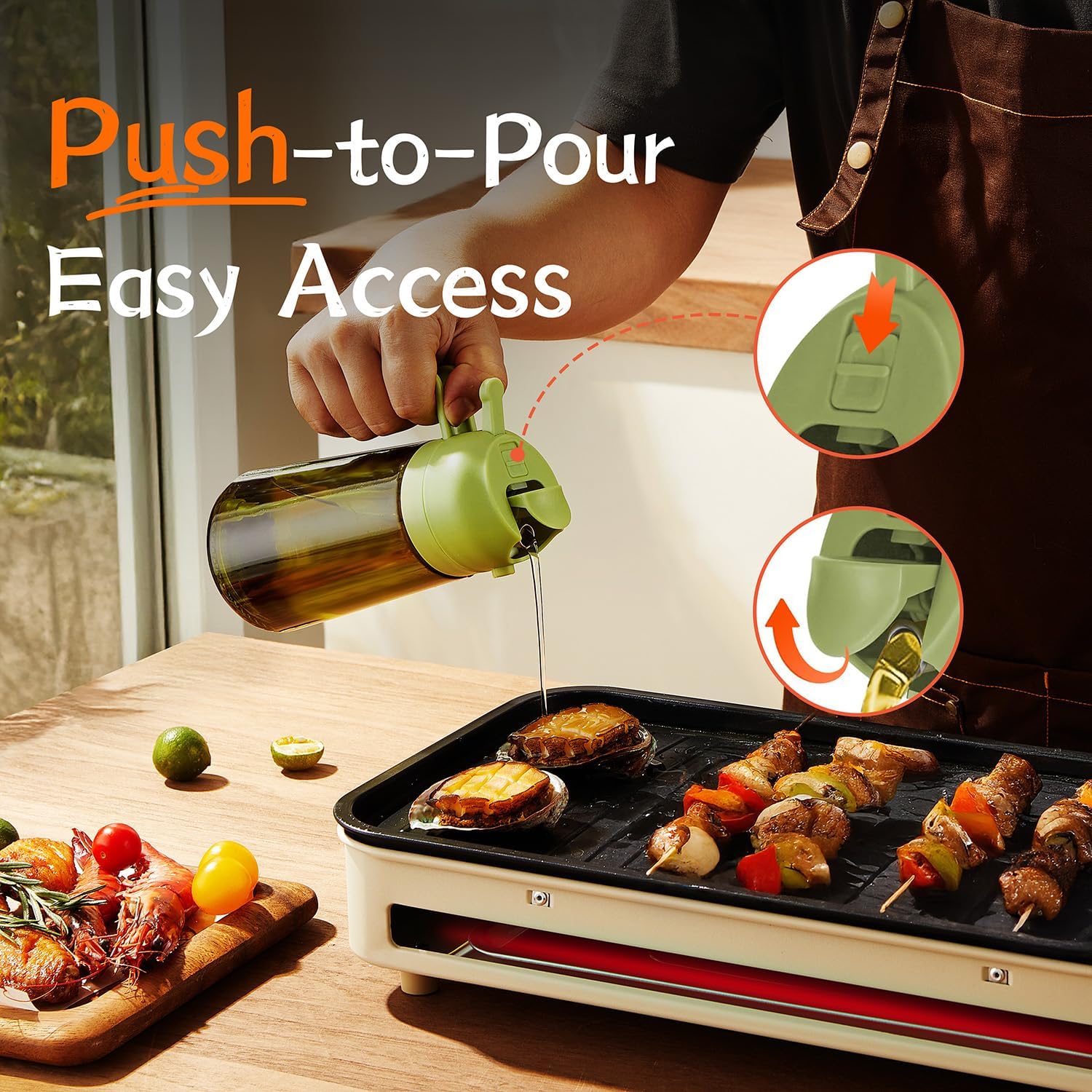 TrendPlain - Olive Oil Dispenser Bottle 16oz | Kitchen Gadget & Air Fryer Accessory - Green