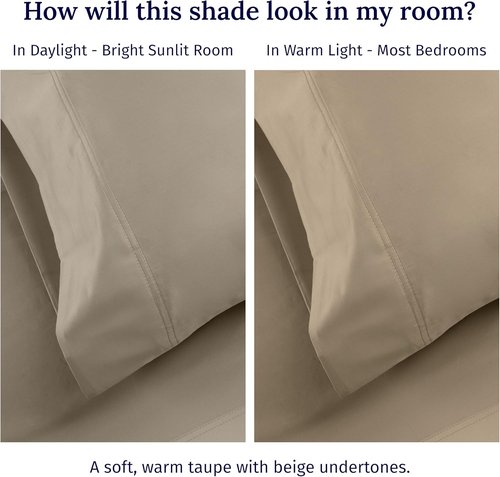 California Design Den 600 Thread Count Cotton Pillow Cases - Luxuriously Soft & Cool | Set of 2, Queen Size (Taupe)