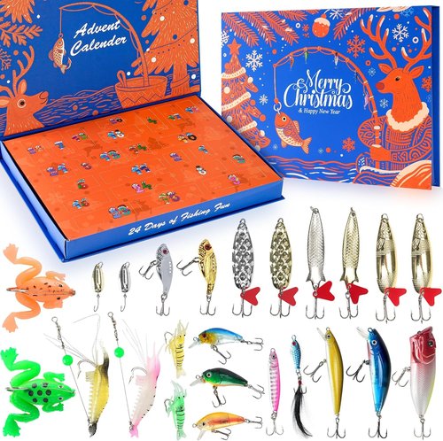 Fanfantoey Fishing Advent Calendar 2025 - Perfect Gift for Anglers & Teens | Blue Lures Kit