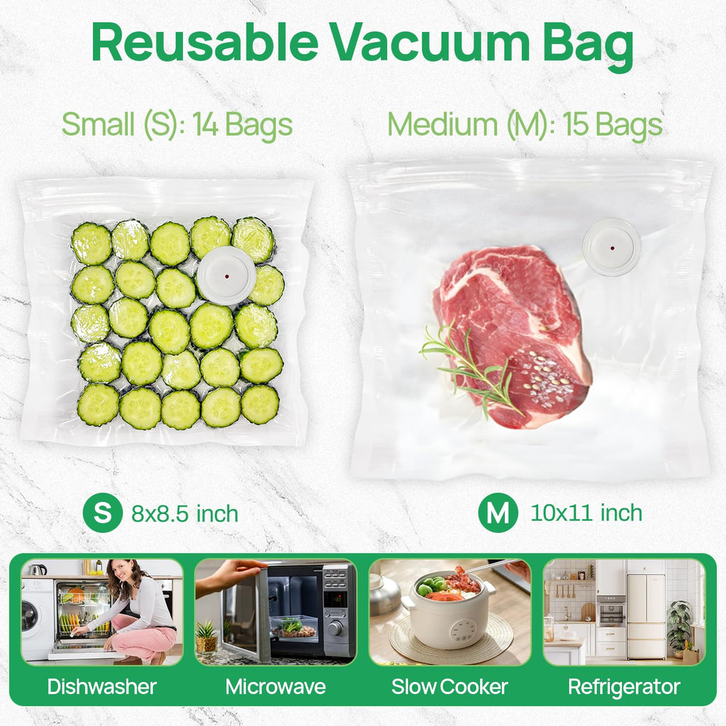 Vacuum Sealer,Compact Vacuum Sealer For Food Preservation,Portable Cordless Handheld Sealer Machine Food Fresh (With 30 Reusable Vacuum Seal Bags)