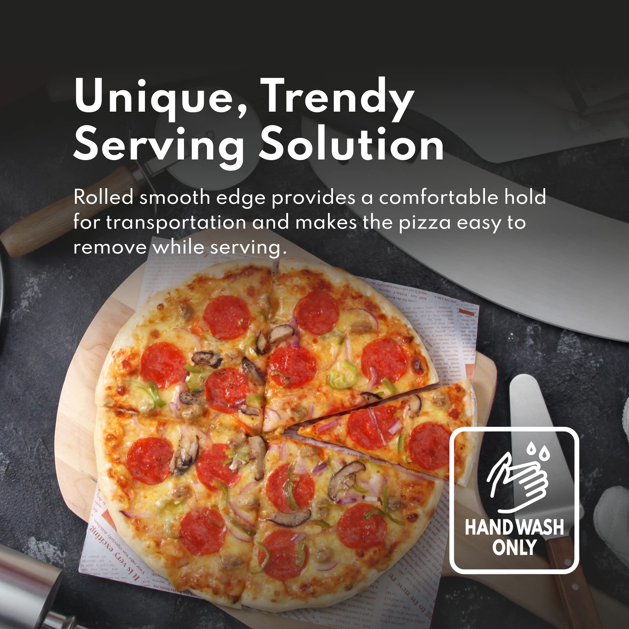 New Star Foodservice Restaurant-Grade Aluminum Pizza Pan/Tray, Wide Rim, 18 Inch, Pack of 6