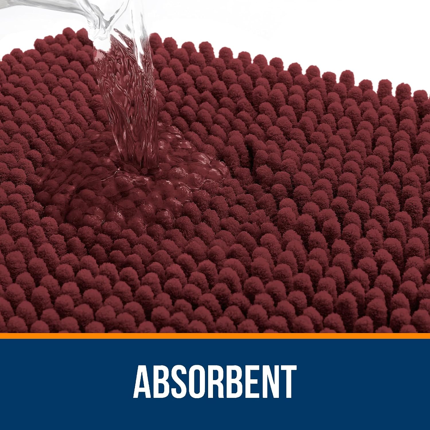 OLANLY Bathroom Runner Rug - Soft Absorbent Chenille with Rubber Backing | Quick Dry, 47x20 Inches, Andorra Red-Brown