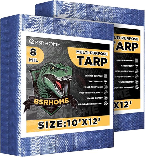 Heavy Duty Blue Tarps by Tarps | Waterproof 10x12 Feet, 8 Mil Thick, Metal Grommets for Outdoor Use