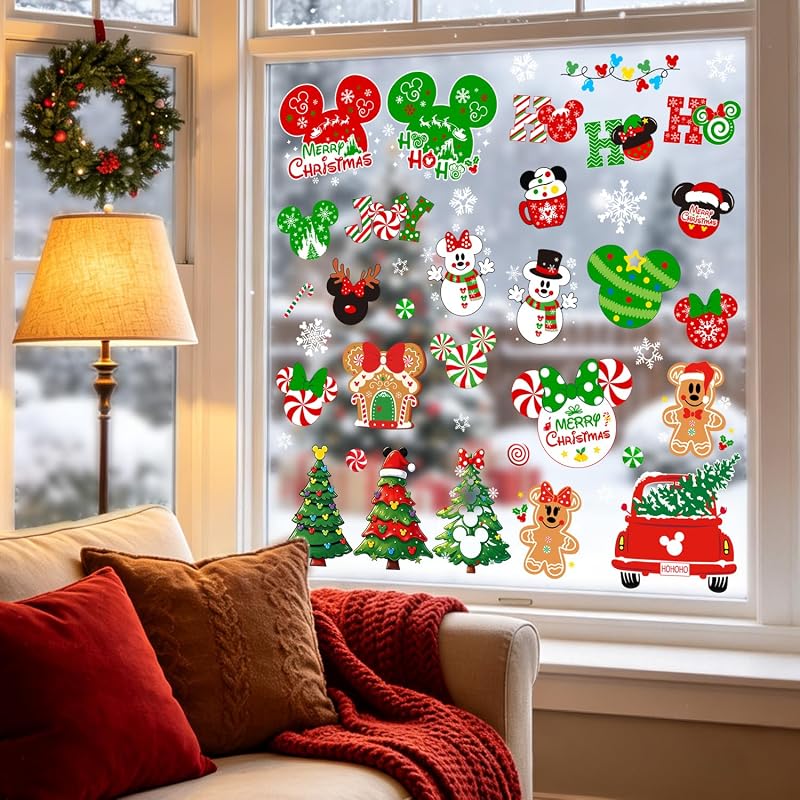Christmas Window Clings, 7 Sheets – Static Decals for Glass Surfaces (14.17 x 11.02 in each)