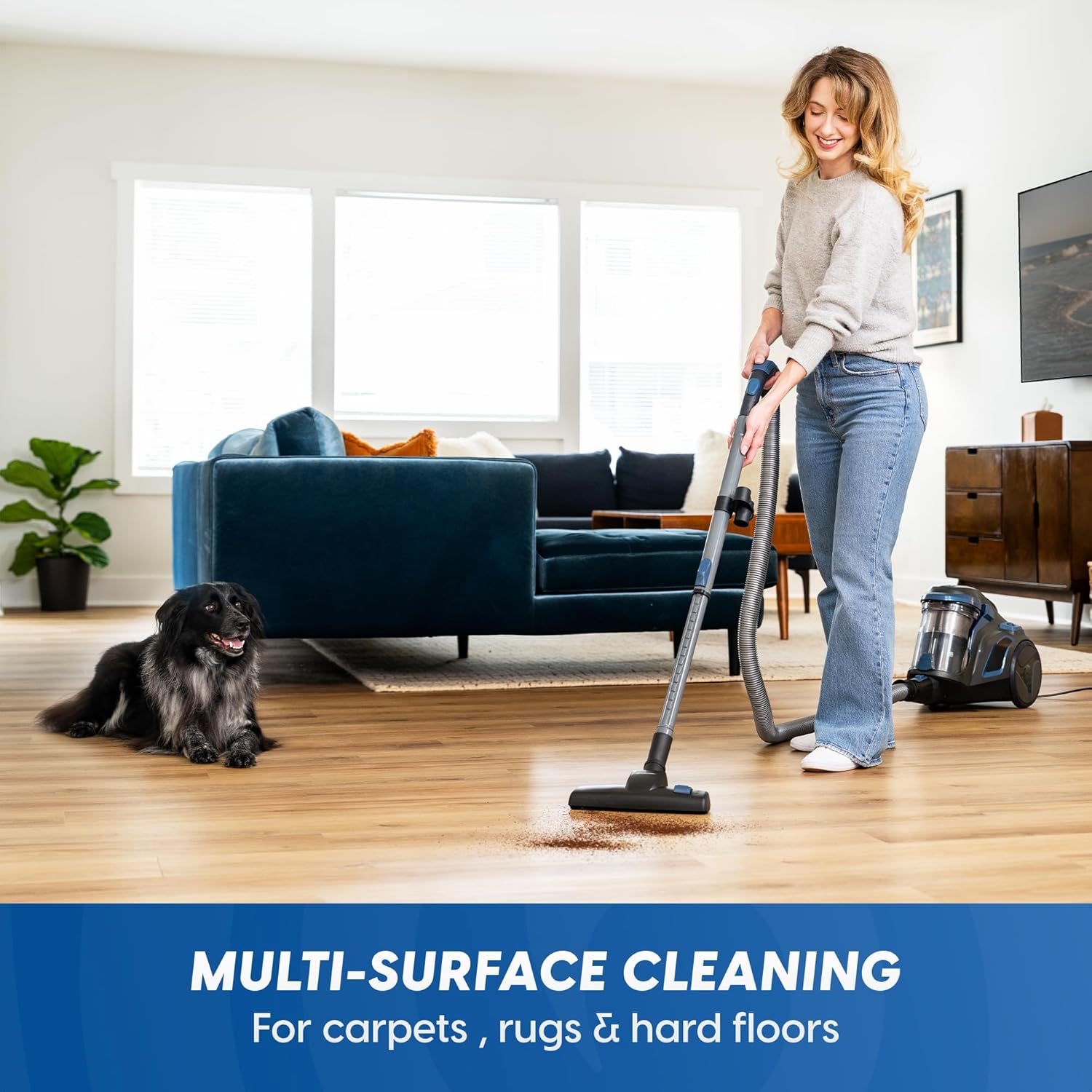 Vacmaster CC0501 Ultra Silent Bagless Canister Vacuum - Powerful HEPA Filtration & Retractable Cord for Hard Floors