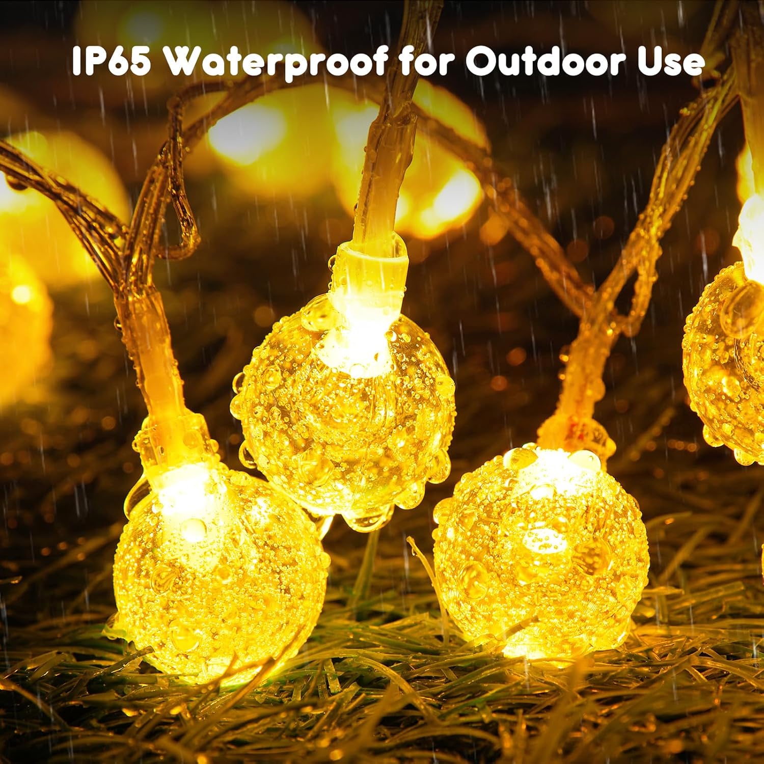 Minetom Crystal Globe String Lights - 33 ft 60 LED Waterproof Fairy Lights with Remote & 8 Modes | Warm White Decor