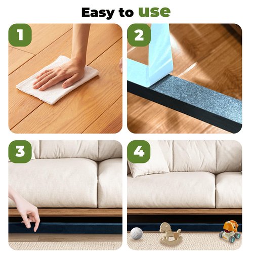 Huoyimen 10 Pcs Under Couch Blocker, Under Bed Blocker for Pets Toys Barrier, Sponge Under Furniture Blocker with Strong Tapefor, Stopping Small Items from Getting Under Couch 17" L x 1.2" H