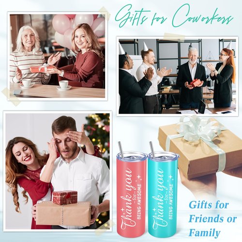 Sieral Thank You Gifts Appreciation Tumbler Employee Thank You for Being Awesome Stainless Steel Travel Tumbler 20 oz Graduation Gift Father Friends Mom Wife Coworker Women Men(Bright Colors,12 Sets)
