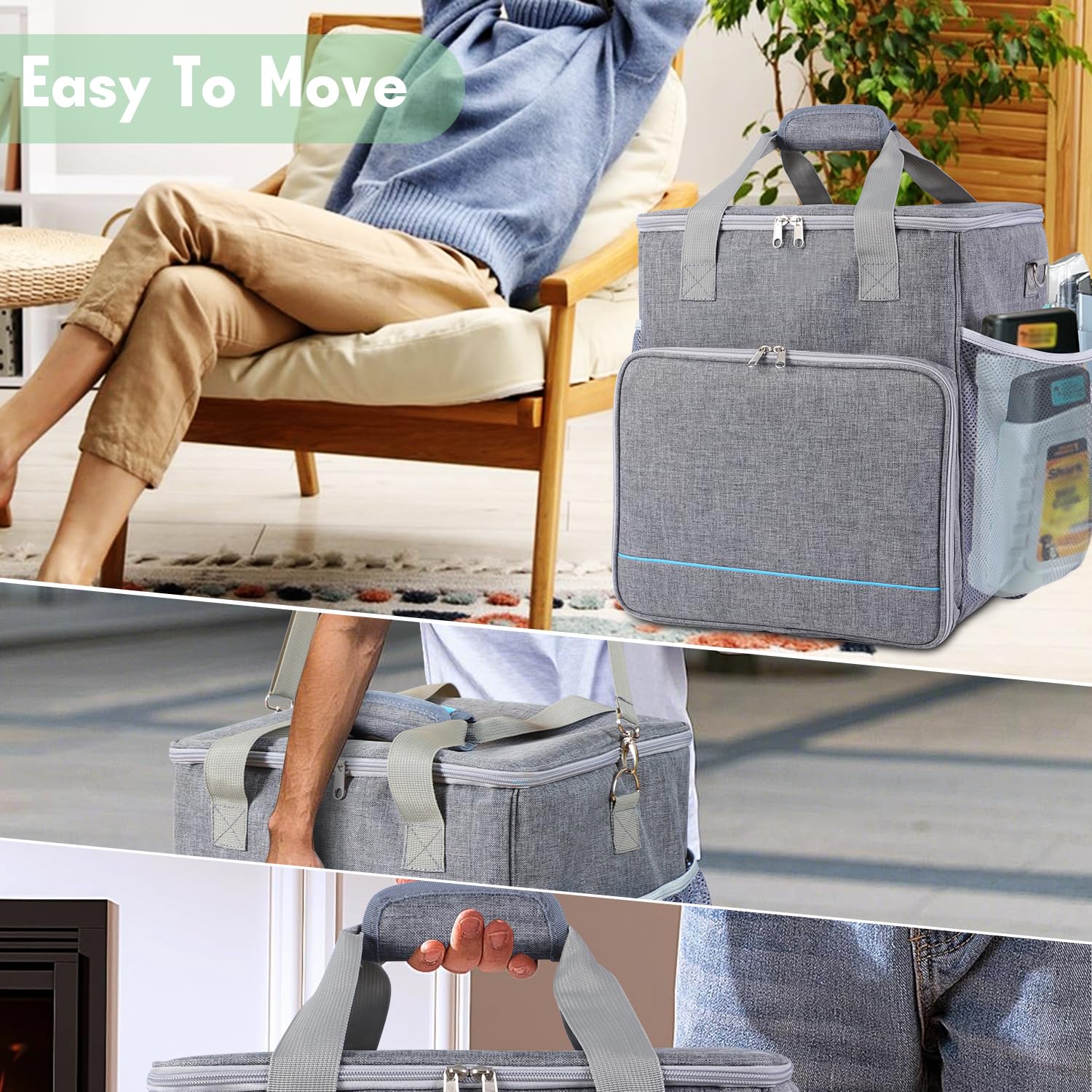TUSIASC Portable Carrying Bag Compatible with Shark StainStriker Carpet and Upholstery Cleaner Machine PX201/PX202BRN/PX253BRN/PX251/PX221BRN,Storage Bag for Cleaner Machine with Pockets(Case Only)