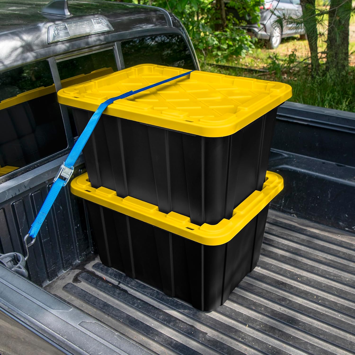 Sterilite 12-Pack Industrial Tote - Heavy-Duty Plastic Storage Bins with Lids, 27 Gallon | Ideal for Organizing Closet, Bathroom, Office