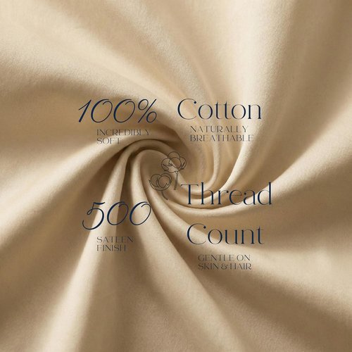 Beckham Hotel Collection Pillowcases - Queen Size Set of 2 | Cool Touch Cotton Sateen, 500TC, Silky Smooth, Sand