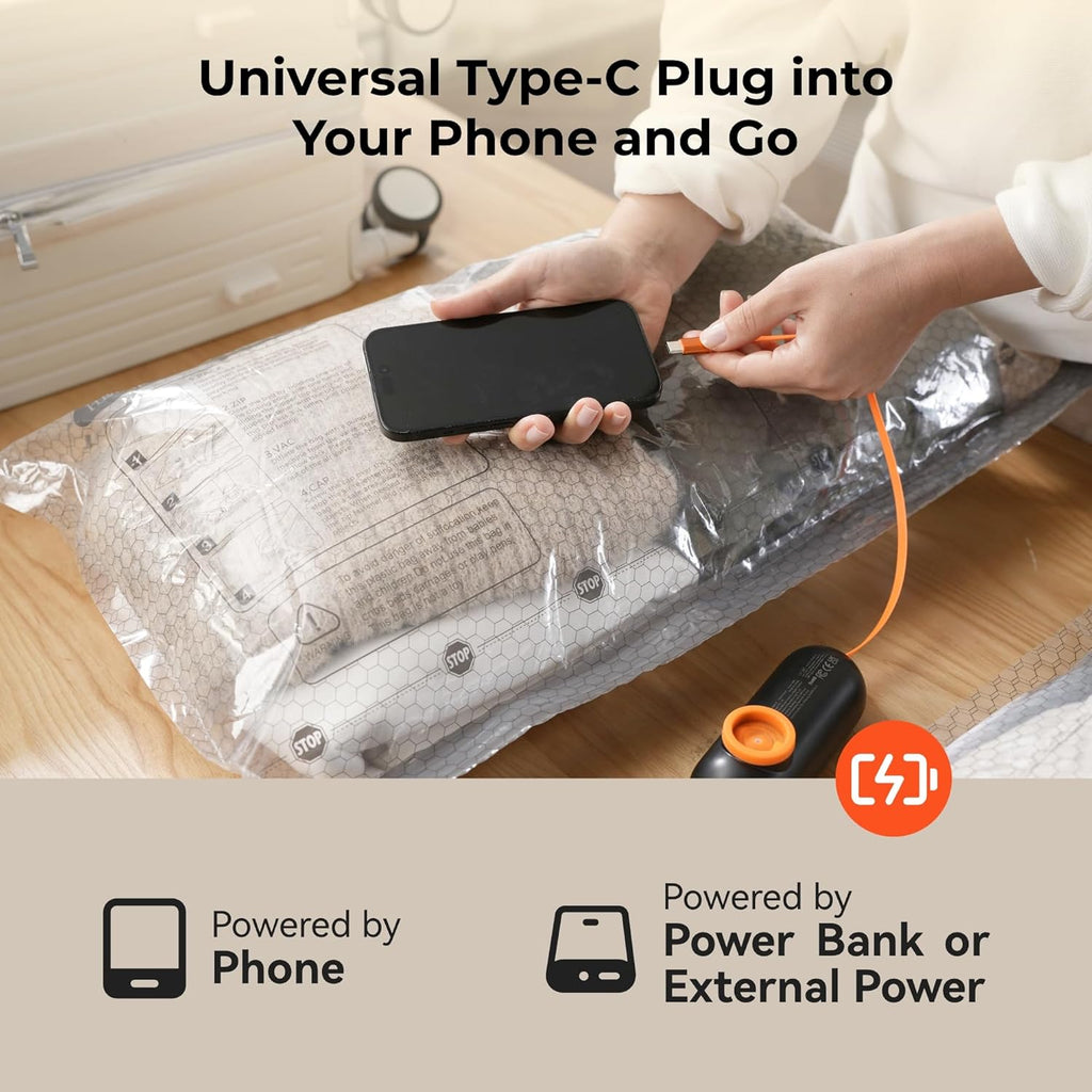 Skiennix Vacuum Seal Bags - 15 Pack Space Saver Compression Bags with 55kPa Air Pump for Travel