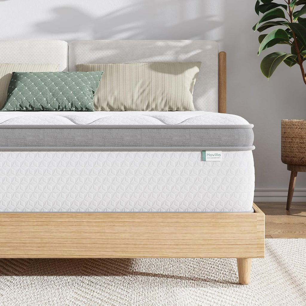 Novilla Twin Mattress - 10 Inch Hybrid Design for Kids | Pocket Innerspring Pillow Top for Comfort & Support