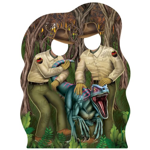 Beistle 49.25" x 37.25" Dinosaur Wranglers Photo Prop with Easel, Dino Themed Party Decorations, Photography Backdrop
