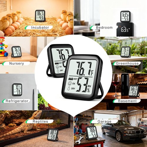 Antonki Room Thermometer & Hygrometer - Digital Indoor Temperature & Humidity Monitor | 2-Pack with Battery Included