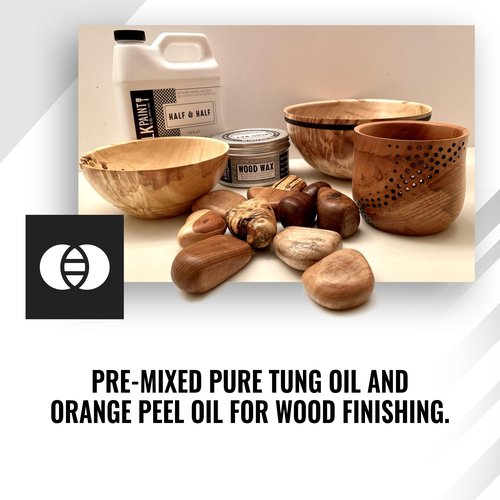Real Milk Paint, Half and Half, Pure Tung Oil and Orange Peel Oil for Wood Finishing, Cutting Boards, Butcher Blocks, Clay, Stone, and Slate, Food Grade, 32 oz.
