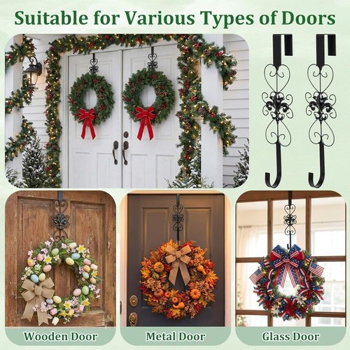 Heavy Duty Metal Wreath Hanger by [Brand Name] - Elegant 15.5 Inch Design for Indoor/Outdoor Decor | Black