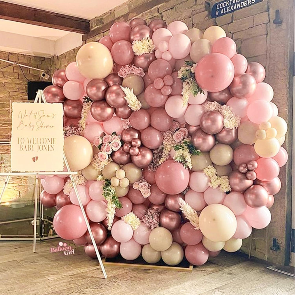 PartyWoo Dusty Pink Balloons - 100pcs 12 Inch Boho Blush & Lilac Latex Helium Balloons for Celebrations
