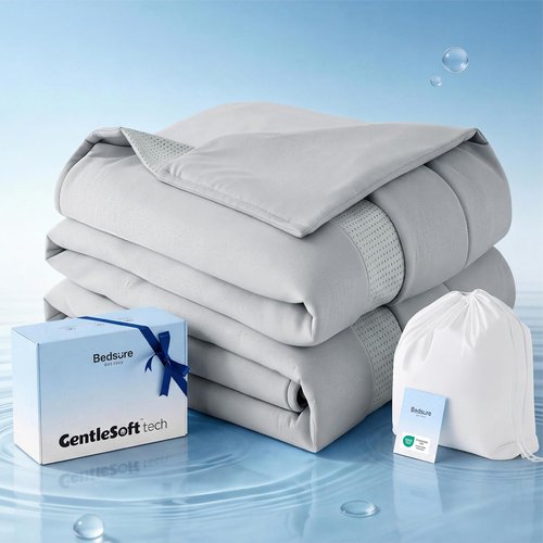 Bedsure Cooling Comforter - Ultra-Soft King Size Blanket for Hot Sleepers | Oeko-TEX Certified, Grey, 102x90 Inches