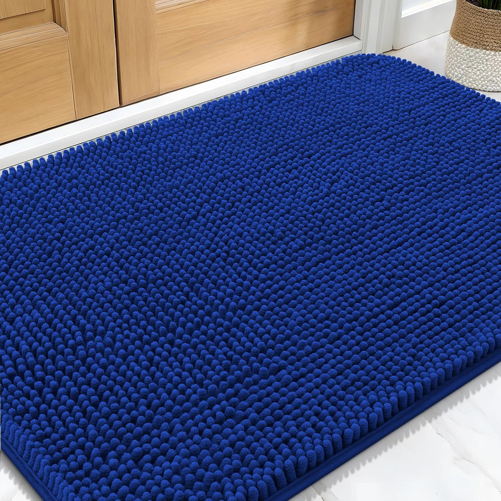 OLANLY Dog Door Mat - Absorbent Non-Slip Washable Doormat for Muddy Paws | 32x20 Royal Blue