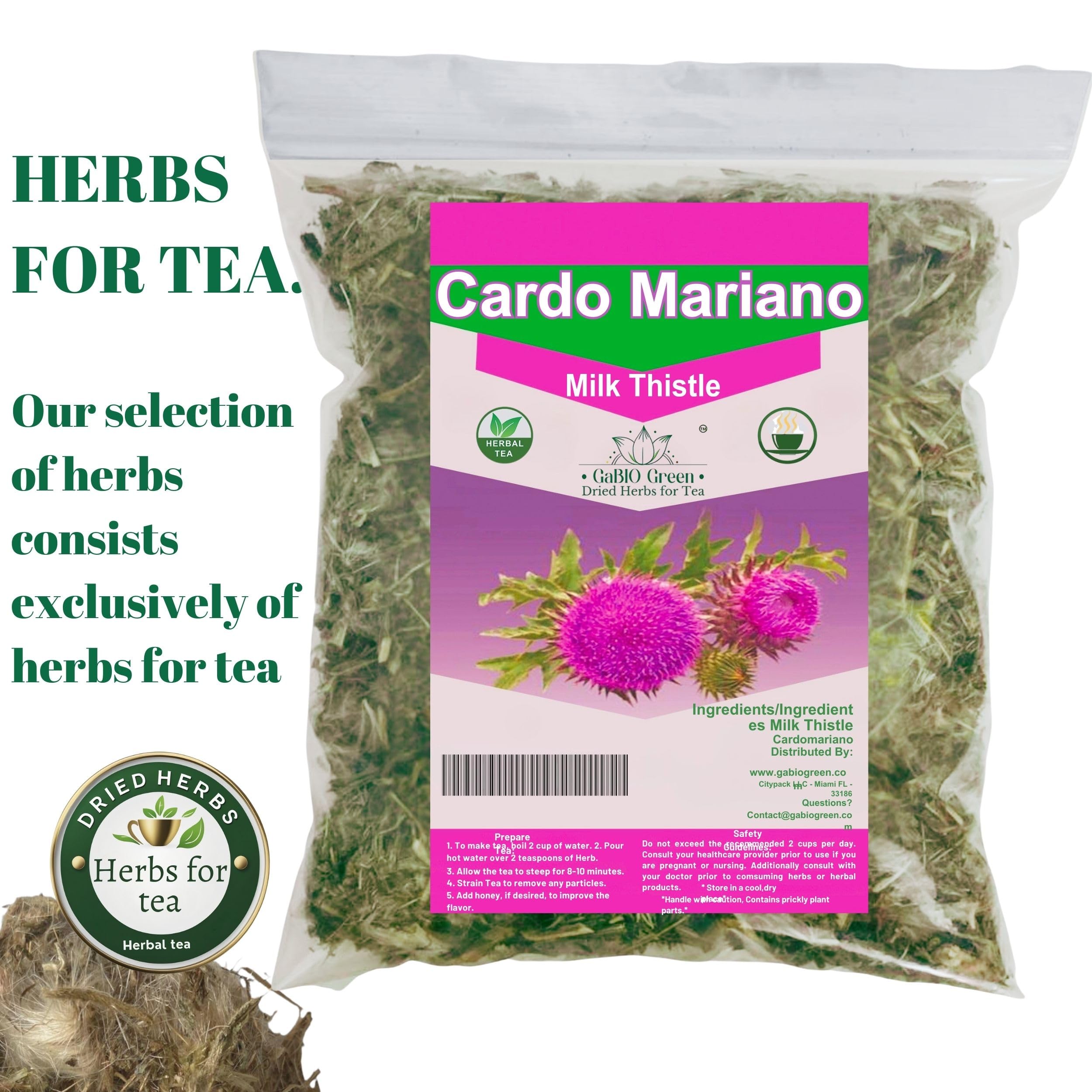 Cardo Mariano - Milk Thistle Loose Tea (4.1 oz/116.2 gr) Cardomarin Herbal Tea Gabiogreen (4.1 oz/116.2 gr).