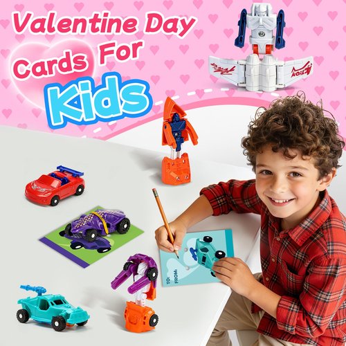 28-Pack Party Favor Gift Mini Transforming Robot Car Toys Bulk with Cards for Kids Transformer Vehicle Toys Party Favors School Classroom Gifts Exchange Goodie Bag Stuffers for Boys and Girls