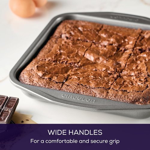 Circulon 51135 Nonstick Baking Pan - 9 Inch Square Cake Pan in Gray for Effortless Baking