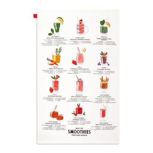 DEMDACO byDesign Serving Collection Smoothie of The Month Mix It Up Red 17 x 28 Cotton Twill Absorbent Kitchen Dish Hand Towel