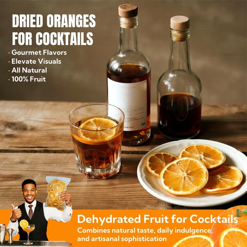 Dried Orange Slices 8.8oz(250g),Approx 50-60 Wheels,Dehydrated Orange Slices NO Addtives,Dried Oranges Sugar Free Natural,Fruit Tea,Dehydrated Fruit for Cocktails,Christmas Day,Crafts,Baking