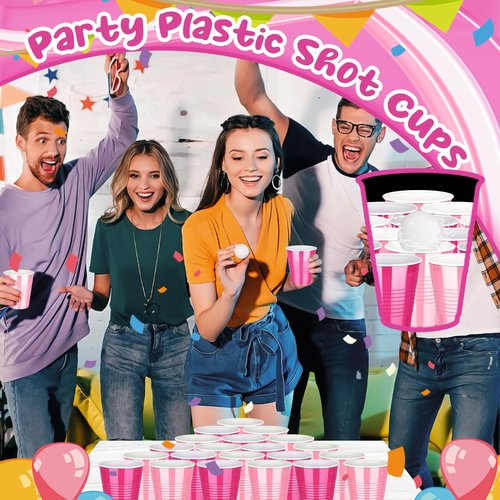 KesaPlan 100 PCS 12 OZ Plastic Cups, Party Cups Light Pink and Hot Pink Cups Disposable Drinking Cup Bulk For Bachelor Party Valentine's Galentine's Day Wedding Birthday Picnic Festive Celebrations