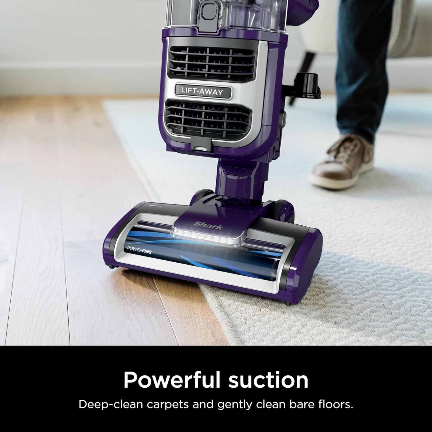 Shark Lift-Away Upright Vacuum - PowerFins, Self-Cleaning Brushroll & Anti-Allergen Technology | Eggplant