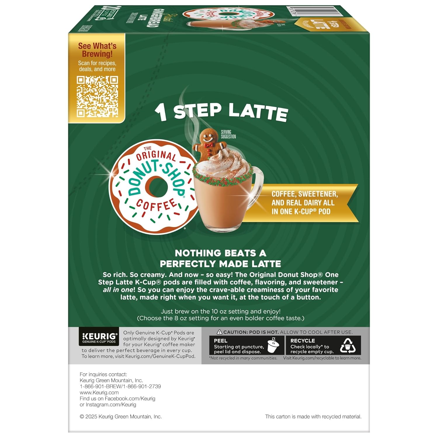 Original Donut Shop | One Step Latte K-Cup Pods - Frosted Gingerbread Flavor, 20 Count
