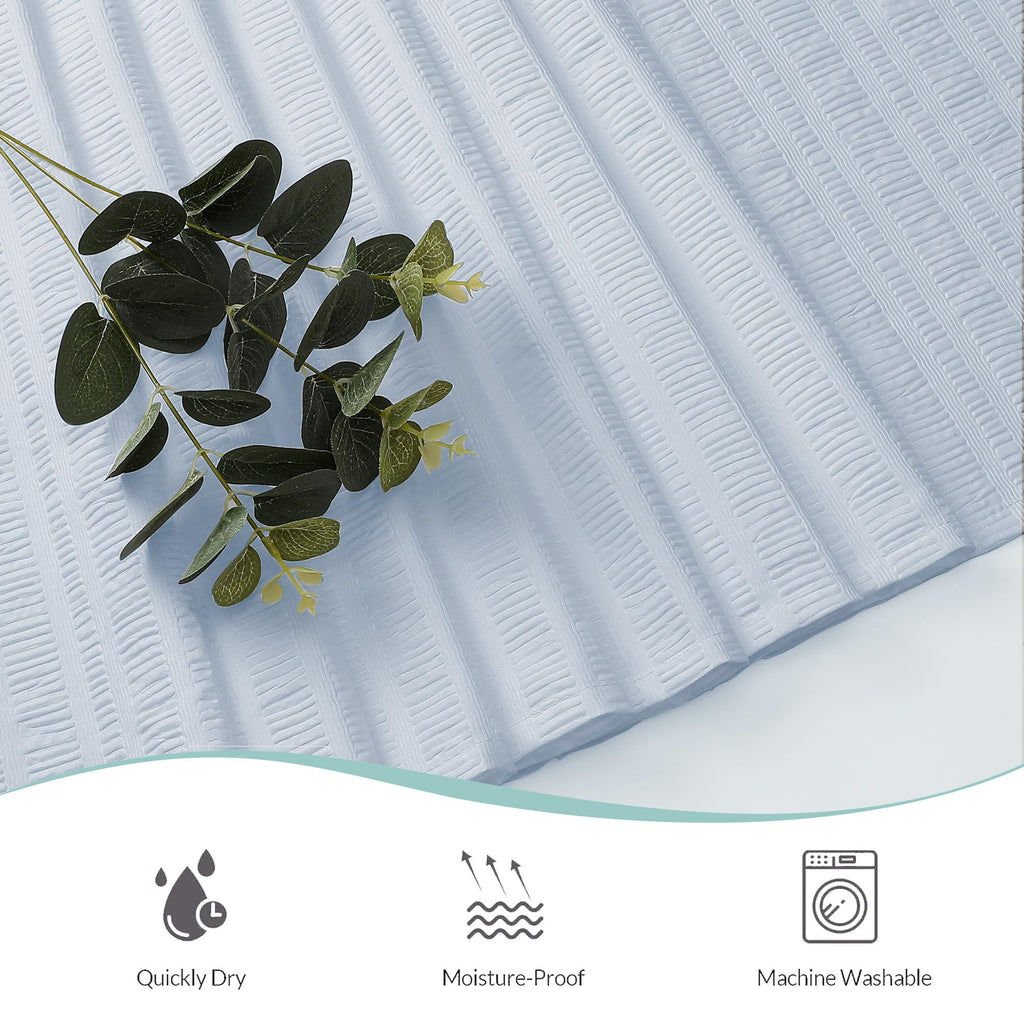 Aiyufeng Light Blue Shower Curtain for Bathroom, Embossed Textured Fabric Shower Curtain for Bathroom - Soft Cloth & Hotel Spa, Machine Washable, 72X72, Glacier Blue
