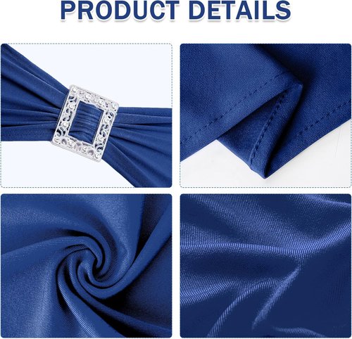 Joccun Spandex Chair Sashes - 120 PCS Stretch Covers with Buckle Slider for Weddings & Events | Navy