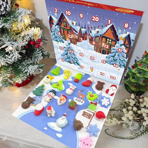 Christmas Advent Calendar 2025 with 24 Mochi Squishies Assorted Toys for Kids, 24 Days Christmas Thanksgiving Countdown Calendar, Xmas Stocking Stuffers Gifts for Boys Girls Christmas Party Favor