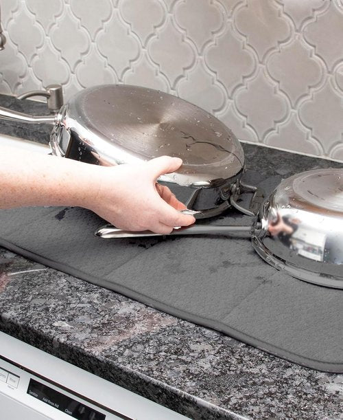 All-Clad Reversible Dish Drying Mat - Ultra-Absorbent, Oversized 16" x 28" for Large Pots & Pans | Pewter