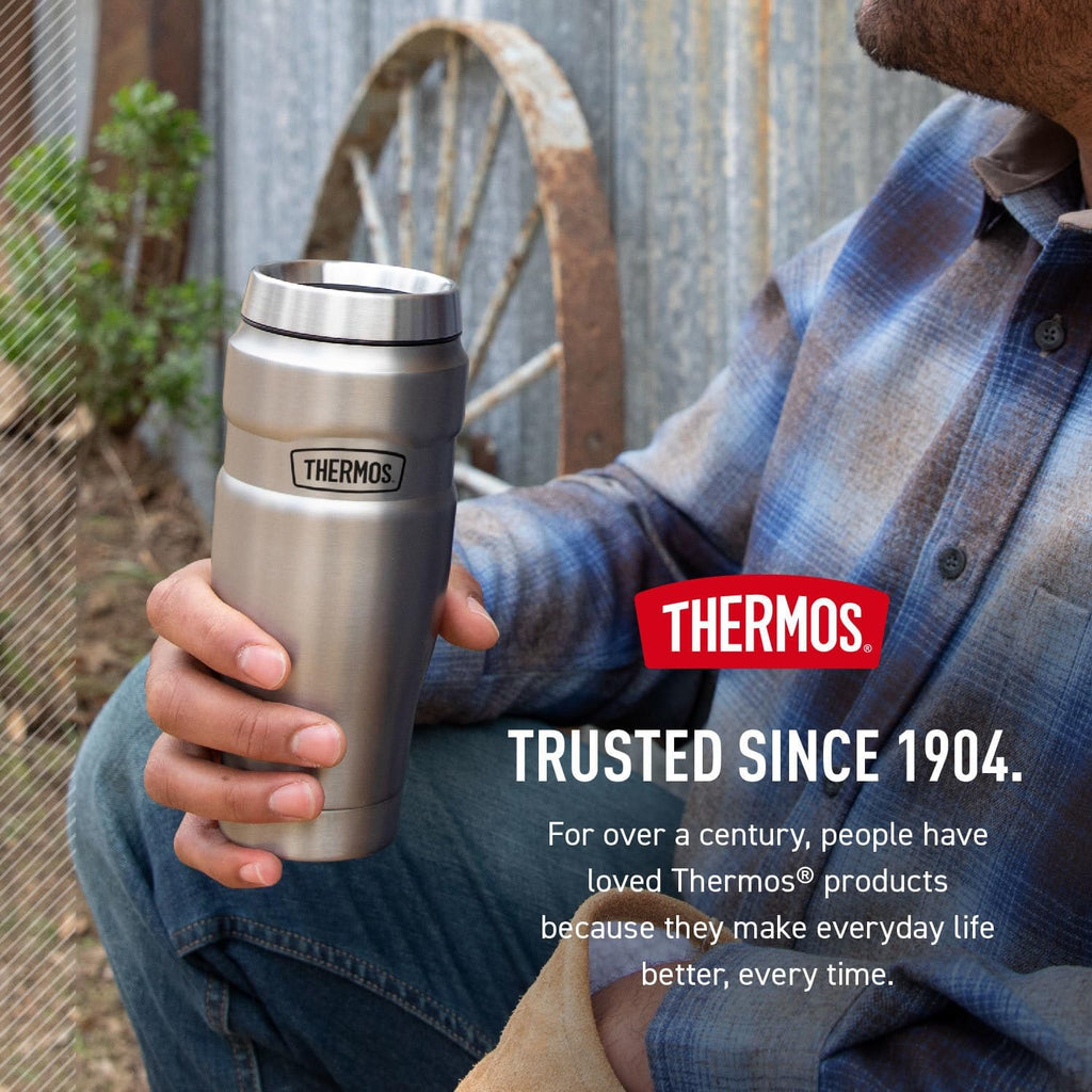 THERMOS Stainless King Vacuum-Insulated Tumbler - 16oz Army Green | Leak-Proof Coffee Cup for Hot & Cold Drinks