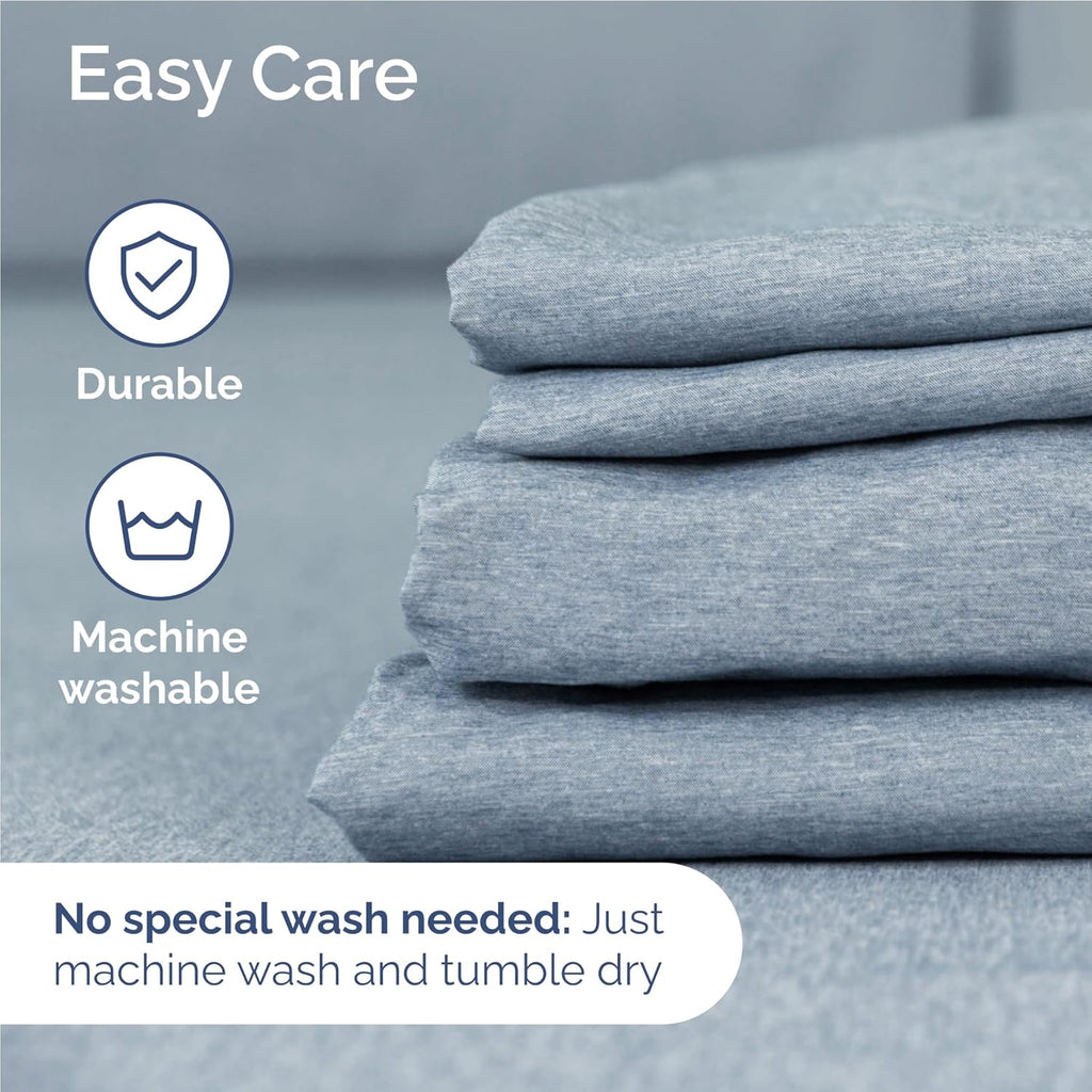 ComfyCool | Full Size 4-Piece Sheet Set - Breathable, Soft & Wrinkle-Free Hotel Luxury Bedding - Deep Pockets, Blue