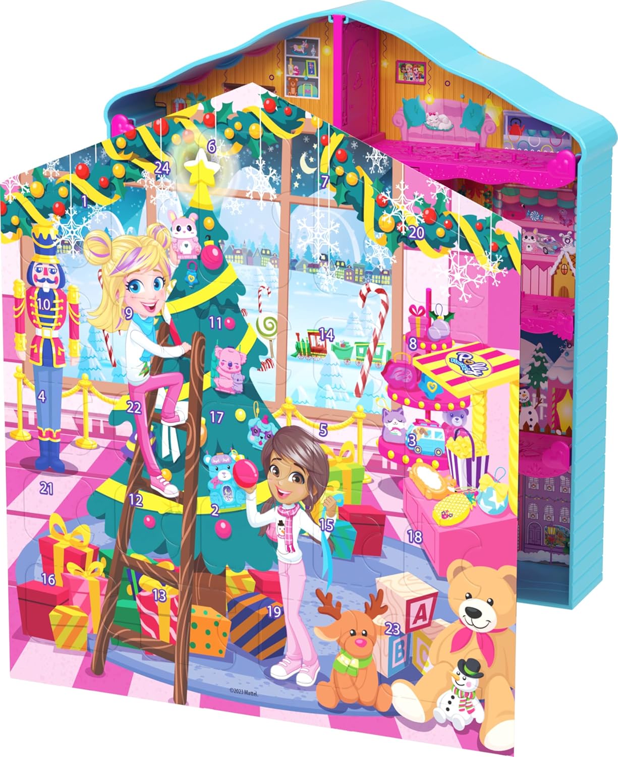 Polly Pocket Advent Calendar - Gingerbread House Playset with 24 Surprises & Dollhouse Accessories