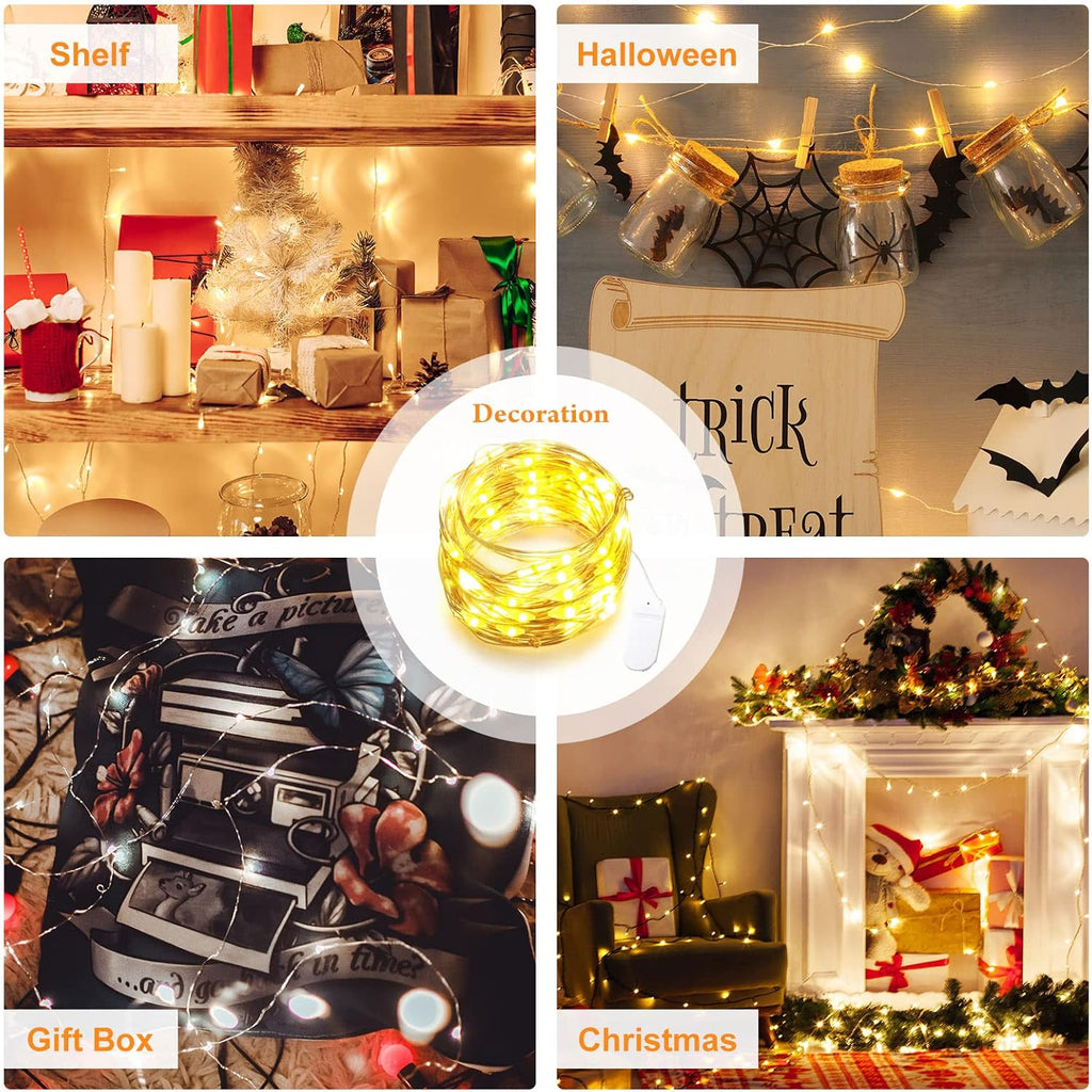 Riakrum 10 ft 30 LED Fairy Lights - Battery Operated Waterproof String Lights for Weddings & Decor | Warm White, 50 Pack