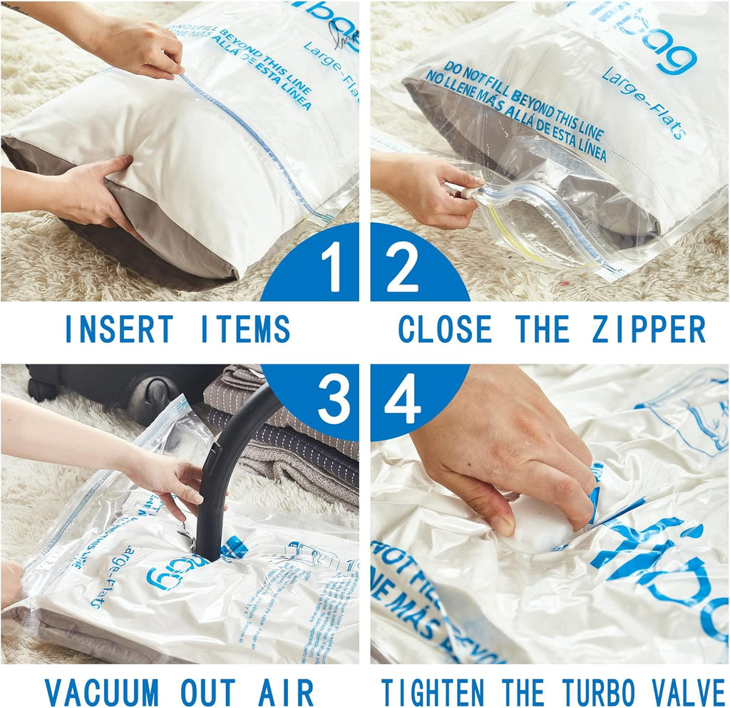 Skiennix Vacuum Storage Bags - Space-Saving Sealable Bags for Clothes & Bedding | 20-Pack