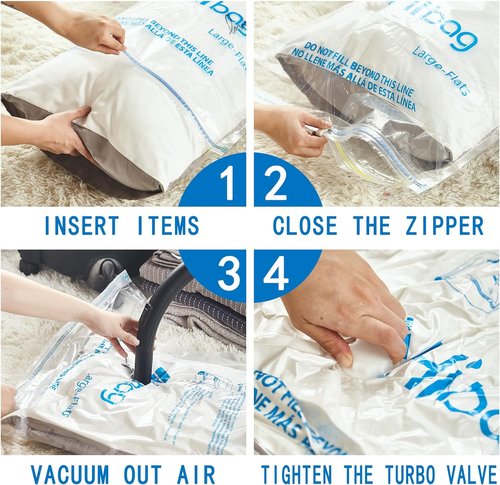 HIBAG Vacuum Storage Bags - 30-Pack Space Saver Seal Bags for Clothing, Comforters & Blankets