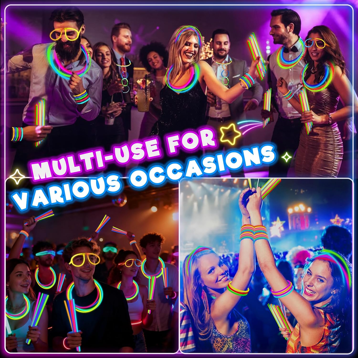 TURNMEON 500 Pack Ultra Bright Glow Sticks - Long-Lasting 14 Hours | Perfect for Parties & Events