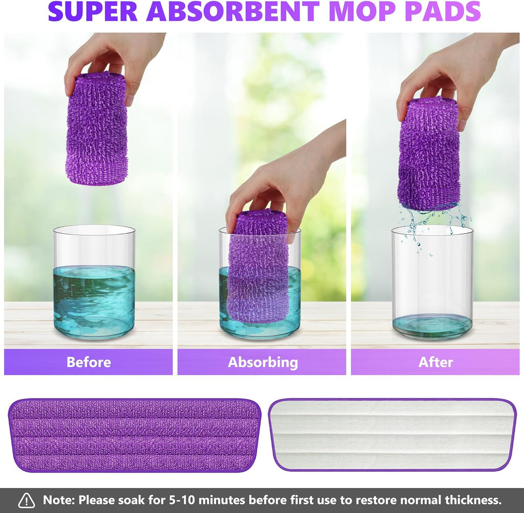 Skiennix Reusable Mop Pads - Microfiber Replacement Refills for Swiffer PowerMop | 6 Pack, Machine Washable