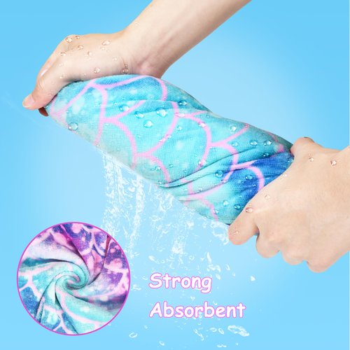 Catalonia Kids Mermaid Hooded Poncho Towel for Toddler Aged 2-6, 100% Cotton, Absorbent Girls Bath Towel, Swim Changing Robe, Sand Proof
